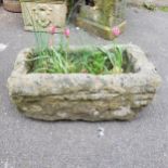 A Derbyshire gritstone trough 56cm x 30cm