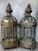 Interior Design - a pair of large Middle Eastern lanterns, decorative antiqued copper metalwork with