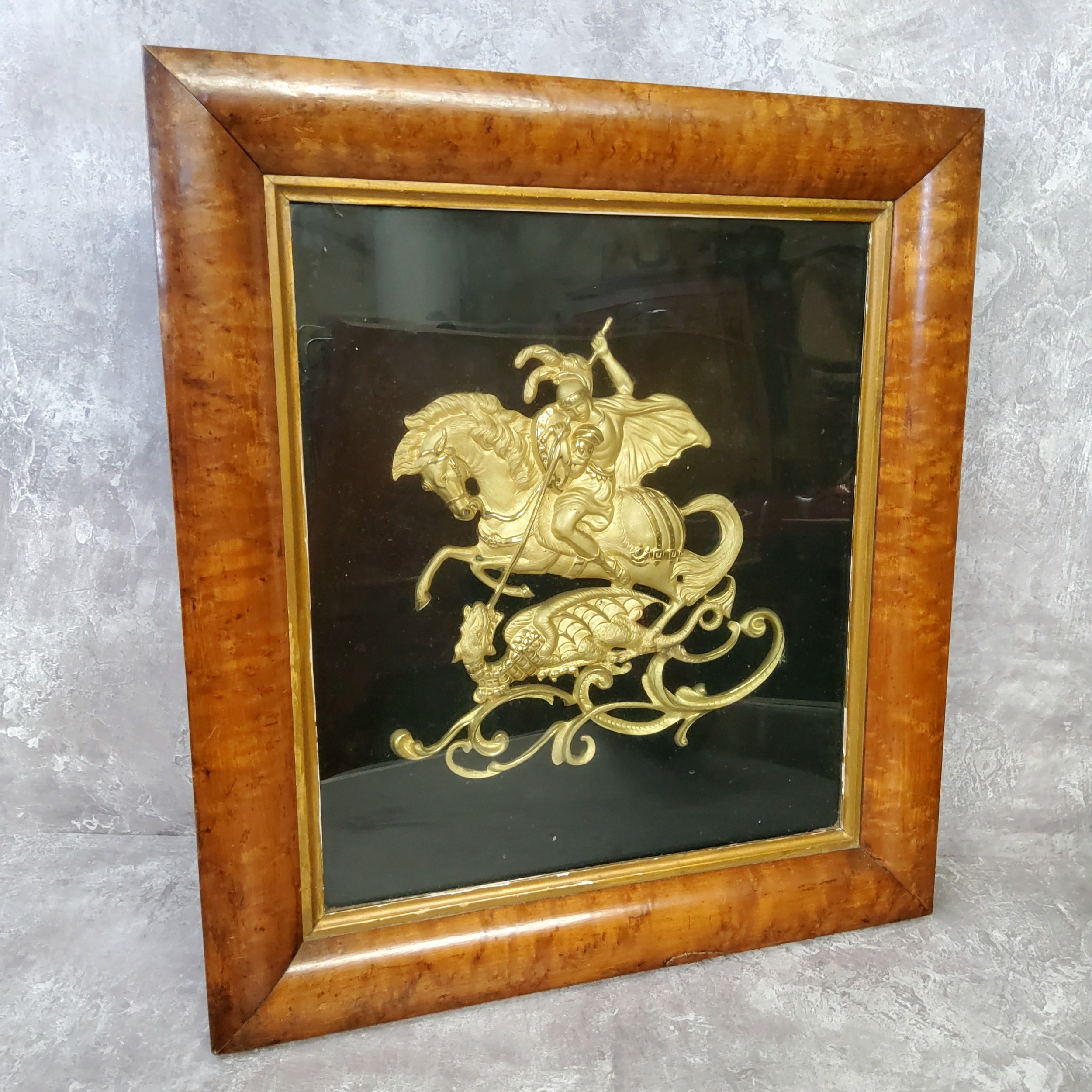 Breweryana- a Victorian gilt metal George And The Dragon brewery / pub plaque, fixed within a well - Image 6 of 6