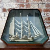 A Russian Marine Ivory model of an Imperial Navy training ship possibly the Moryak, displayed in a