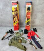 A Palitoy Action Man Grenadier Guards #34302 outfit comprising jacket, trousers, bearskin, boots,