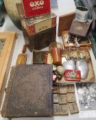 Boxes & Objects - a Victorian photograph album book, advertising, tins, studio pottery, etc qty