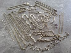 Silver jewellery including hoop earrings, necklaces, bracelets etc. approx. 120g