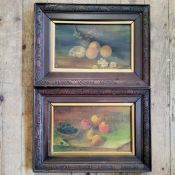 19th Century English School Still Life Observations of Fruit  A near pair of original oil paintings,