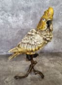 An Vienna cold painted bronze of a Cockatoo stamped Geschützt, 33 053 and indistinct foundry mark to