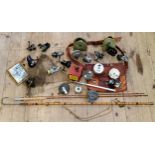 Fishing - A collection of freshwater angling equipment including an Allcocks "Flick Em" reel in
