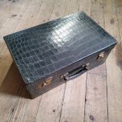 Vintage Luggage - A1930's green crocodile fitted suitcase by Stockland Bennett & Co, London,