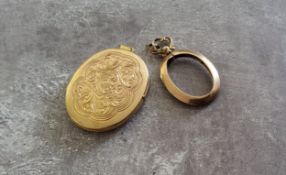 A 9ct gold oval locket engraved with swags, 8.15g gross; a 9ct rose gold double side open locket 1.