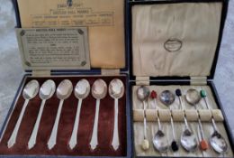 A cased set of silver George V Jubilee teaspoons each hallmarked with a different Assay Office,