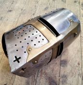 Historical Reenactment - a large fabricated Mediaeval Crusader / Knights Templar helmet with