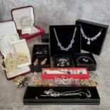 A Camrose & Kross Jackie Kennedy Collection three string faux pearls necklace, box & papers; another