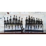 Contemporary Sculpture - a cast metal stylised figure of a silhouette reading a book, other