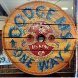 A substantial hand painted fair ground sign ' Dodgems ONE WAY '