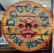 A substantial hand painted fair ground sign ' Dodgems ONE WAY '