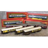 Hornby - various rolling stock including R728 Brake 2nd Coach, blue with seats, boxed ; R729 blue