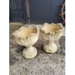 Pair of stone effect urns / planters, each separate into two parts height 54cmm diameter 47cm