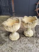 Pair of stone effect urns / planters, each separate into two parts height 54cmm diameter 47cm