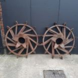 Agricultural salvage - a pair of substantial metal tractor wheels circa 1930's please note buyer