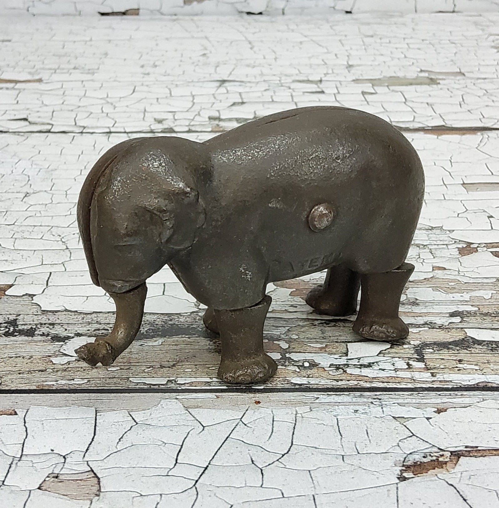 Late 19th Century Ives Toy Company, Bridgeport, Conneticut, cast iron ramp walking elephant toy,