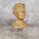 Studio Pottery - an earthenware bust of a young woman