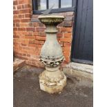 Stone effect concrete sundial 114 heigh , bronze dial approx 14 cm heigh, diameter base 40cm top