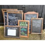 Signboards - eight wooden framed chalkboard signs / notice boards