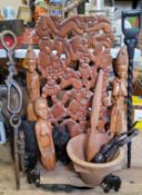 Tribal Art - a pair of large African carvings; a substantial South American carved panel; carved