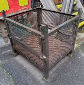 Industrial salvage - a substantial fire basket/scrap metal basket 79cms x 90cms x 80cms high
