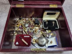 Gentleman's effects including various gilt metal cufflinks, a Stratton tie clip in the form of a