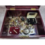 Gentleman's effects including various gilt metal cufflinks, a Stratton tie clip in the form of a