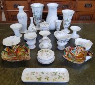 Decorative Ceramics & Glass- Wedgwood Angela pattern vases, miniature fruit basket, campana urn