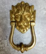 An impressive country house solid brass lion mask door knocker