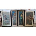 Four large American Art Deco chromlithographs including 'Honeymooning In Egypt', "Honeymooning" In