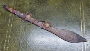 Tribal - A 19th century North African Sudanese Kaskara / Takouba sword and scabbard, clad tooled