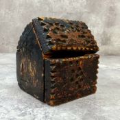 American Folk Art - a late 18th/early 19th century naive money box in the form of a log cabin,