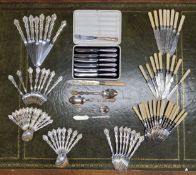 Flatware - various EPNS A1 ivorine fish knives and forks with silver collars; elegant 'interlude'