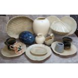 Studio Pottery - A Crich Pottery boulder; Emma Bridgewater coffee cup; Bernard Leech type mugs;