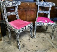 Interior Design - A pair of Indian horn and mother of pearl inliad bedroom chairs