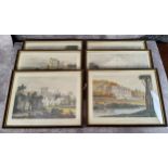 Six 19th century hand tinted lithographs of Derbyshire estates including Chatsworth House,
