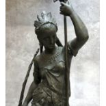 WITHDRAWN - An early 20th century library figure of Boudica, cast metal, marked ' LSF ' to base c.