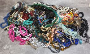 Costume jewellery a large quantity of bead necklaces etc.