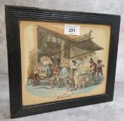 An early 19th century original watercolour of an Italian kitchen scene, titled ' Maccoronaro ' in