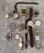 Various watches including a Mido Multifort mid size wristwatch, black dial, Arabic numerals,