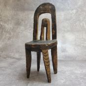 Tribal Art - Ethiopia - a Sidama tribe elder carving of a chair, 30cm high