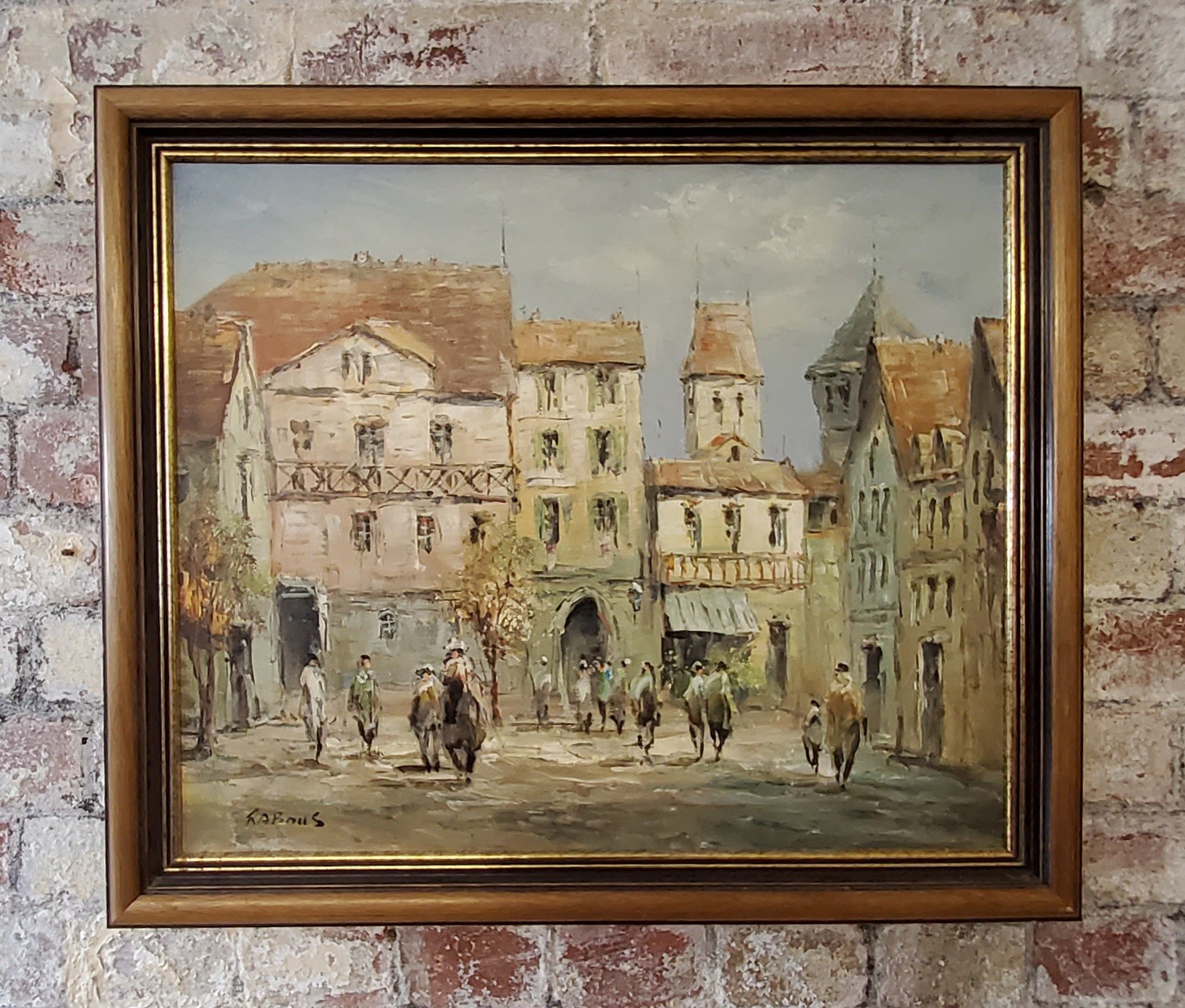 Xavier Rabous Continental Street Scene oil on canvas signed to l/l., 49.5 x 59cms, framed; Mintean?,