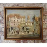 Xavier Rabous Continental Street Scene oil on canvas signed to l/l., 49.5 x 59cms, framed; Mintean?,