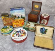 Advertising & kitchenalia - various vintage tins including a Huntley & Palmer 'Noddy gets his new