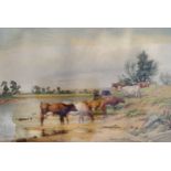 James Walsham Baldock (1825-1898) Summers Day near Trent Bank near Barston, Notts watercolour,