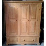 A Victorian style farmhouse pine double wardrobe