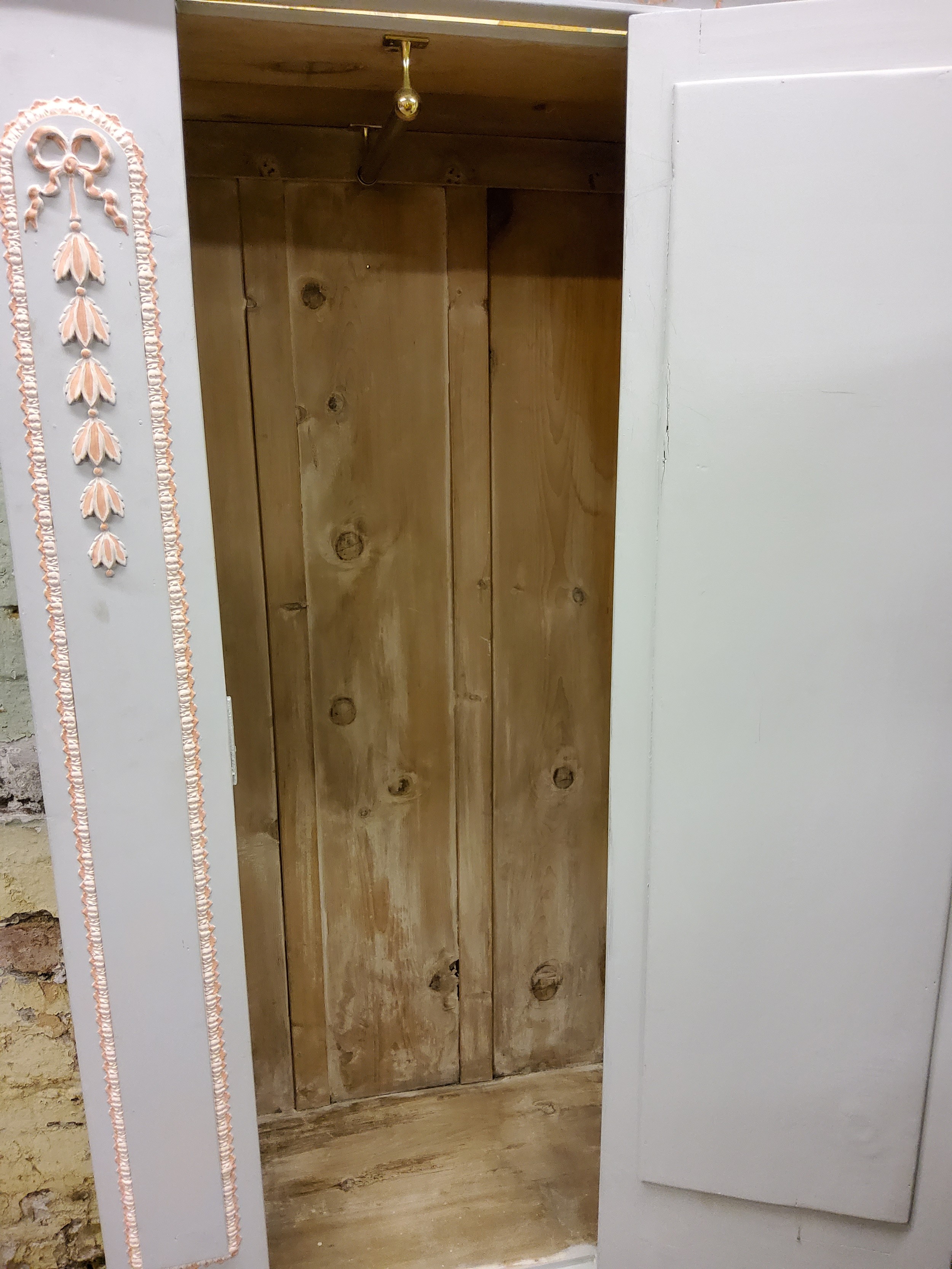 A 19th century French single wardrobe with applied Neo Classical swags, single drawer to frieze, - Image 2 of 3